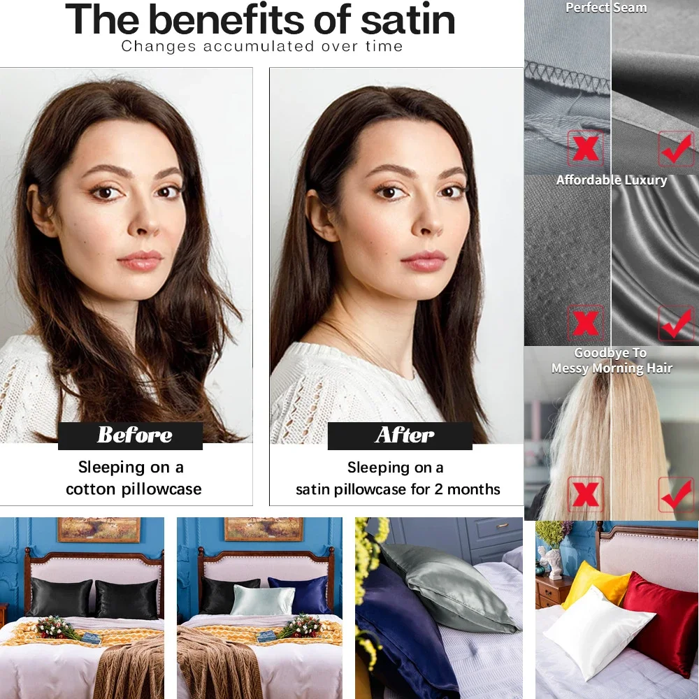 2 Pack Satin Pillowcase for Ha - огляд і ціна Satin Pillowcase Silk