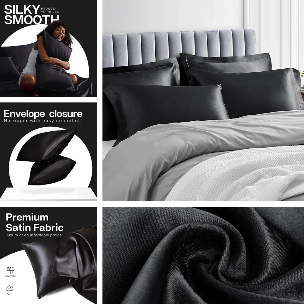 2 Pack Satin Pillowcase for Ha - огляд і ціна Satin Pillowcase Silk