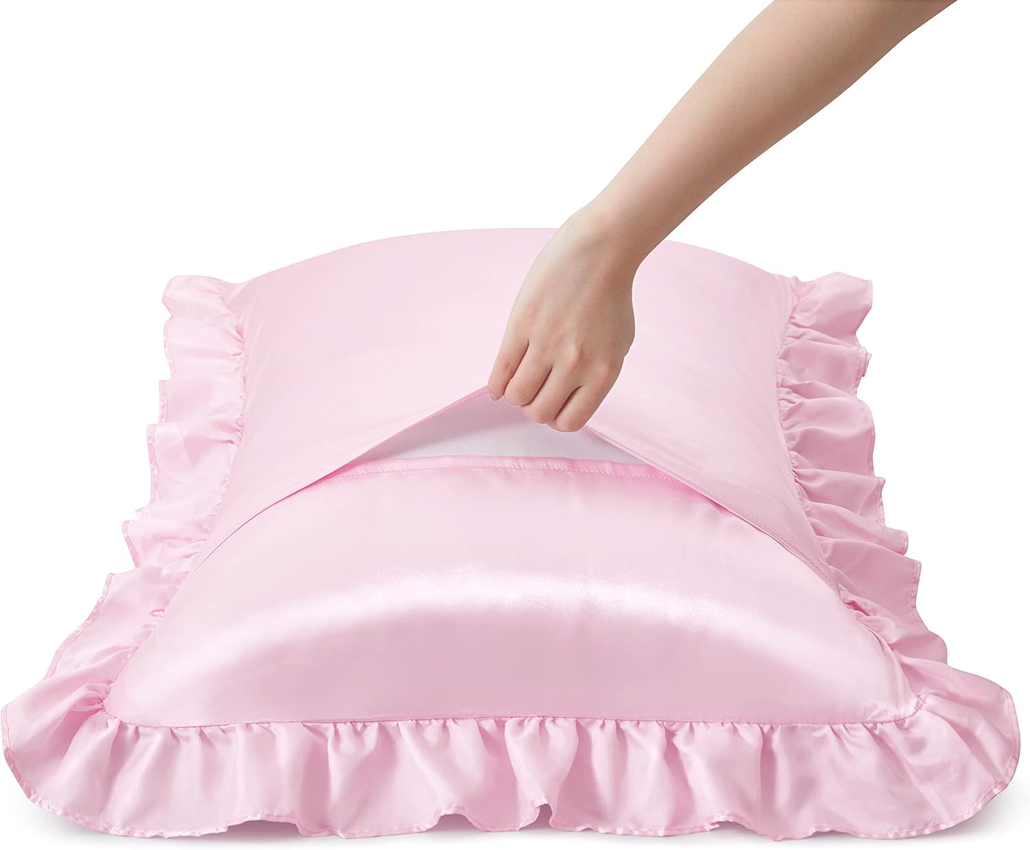 2Pcs Satin Ruffled Pillow Case - огляд і ціна Satin Pillowcase Silk